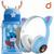 Fone de ouvido infantil bluetooth gatinho + Garrafinha 600ML Azul-celeste