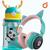 Fone de ouvido infantil bluetooth gatinho + Garrafinha 600ML Verde/Rosa