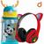 Fone de ouvido infantil bluetooth gatinho + Garrafinha 600ML Vermelho