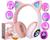 Fone De Ouvido Orelha Gato Led Cores Luz Headphone Cosplay Rosa