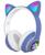 Fone De Ouvido Orelha Gato Led Cores Luz Headphone Cosplay Azul claro