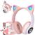 Fone Gatinho Com Led Bluetooth Infantil Meninas Meninos Gato Rosa