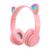 Fone Headset Orelha Gato Gamer -Com Microfone Kpop e Com LED rosa