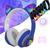 Fone Ouvido Headphone Orelha Gato Bluetooth Infantil e Pulseira Led Azul