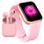 Fone Sem Fio Bluetooth TWS + Smartwach Y8 inteligente rosa