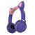 Fones de Ouvido Orelha de Gatinho Cat Ear ZW28 Bluetooth Sem Fio com Luzes Led Rgb Roxo