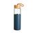 Garrafa De Vidro Duplo Borossilicato Para Agua Aromatizada C/ Capa Bambu 750ml Azul