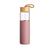 Garrafa De Vidro Duplo Borossilicato Para Agua Aromatizada C/ Capa Bambu 750ml Rosa