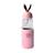 Garrafa de vidro rabbit bottle com capa de veludo com tampa e alça  Rosa