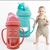 Garrafa Squeeze com tampa Alça e Canudo em Silicone Garrafa de Água Infantil Copo Baby 320ml Azul