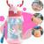 Garrafinha de água infantil 600ml com canudo de silicone Rosa
