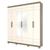 Guarda Roupa Casal Flora 6 Portas Rústico/Off White com Espelho - Móveis Henn Rústico/Off White