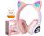 Headset Fone De Ouvido Bluetooth Led Orelha Gato Headphone Rosa