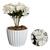 Hortência Flor Artificial Com Vaso Polietileno Decorativo  Branco