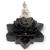 Incensário Cascata Flor de Lotus em Resina - Escolha o seu Buda Mini Branco Preto 7cm