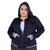 Jaqueta Bomber Feminina Plus Size Com Bolsos G1 G2 G3 Blusa Frio Donna Martins Azul marinho