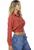 Jaqueta Cropped Leve Estilo Camisa Feminina Terracota Laranja