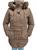 Jaqueta Dunialin Dupla Face Feminina Parka 2186 Marrom, Nude