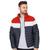 Jaqueta Nylon Bobojaco Masculina Peluciada Puffer Tricolor Vermelho, Branco, Azul escuro