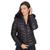 Jaqueta Puffer Peluciada Feminina Nylon Capuz Removível  Preto