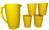 jarra de suco com tampa copo alça grande geladeira suco água colors cozinha restaurante escola festa Amarelo