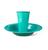 Jogo 10 prato 10 copo plastico grande redondo colorido agua suco lanche porção refeição infantil Verde