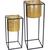 JOGO 2 CACHEPÔ DECORATIVO VASO PLANTA HOME&CO METAL DOURADO - G:70x25x25 P:48x22x22 cm Dourado 