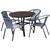 Jogo 4 Cadeiras Floripa e Mesa com Tampo Ripado em Alumínio - Piscina, Área, Jardim Azul Dark