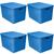 Jogo 4 Caixa Plástica Organizadora Rattan C/ Tampa 40L Cores Azul