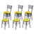Jogo 6 Cadeiras Para Cozinha Epoxi Craqueada Assento Estofado Amarelo
