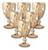 Jogo 6 Taças Diamond 310ML De Vidro Ambar Dourada Taça P/ Vinho Drinks Sucos Água Luxo Bico de Abacaxi Jaca Ambar