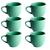 Jogo 6 Xicara Café Chá Porcelana 95ml Resistentes Verde