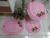 Jogo  banheiro kit 3 peças tapete em crochê rosa