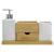 Jogo Banheiro Lavabo Porcelana Suporte Bambu Gaveta Kb-043 Cor