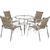Jogo com 4 Cadeiras e Mesa Emily em Aluminio para Piscina, Varanda e Área - Trama Original Capuccino