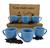 Jogo Com 6 Xicaras Para Café 170ml Porcelana Caixa Mdf Com Tampa Bandeja Azul