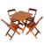 Jogo Conjunto 1 Mesa 60x60cm e 4 Cadeiras Bar Dobrável em Madeira Maciça - Com Pintura Mel Mel