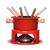 Jogo de fondue com tampa panela rechaud fogareiro garfo base Vermelho