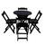 Jogo de Mesa Dobravel de Madeira 60cm Redondo com 4 Cadeiras Preto PRETO