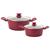 Jogo de Panelas Antiaderente Ceramica Cooktop Fogão Indução Kit 2 Peças Conjunto Marmol Vermelho