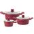 Jogo de Panelas Antiaderente Ceramica Cooktop Fogão Indução Kit 3 Peças Conjunto Marmol Vermelho