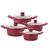 Jogo de Panelas Antiaderente Ceramica Cooktop Fogão Indução Kit 4 Peças Conjunto Marmol Vermelho