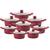 Jogo de Panelas Antiaderente Ceramica Cooktop Fogão Indução Kit 8 Peças Conjunto Marmol Vermelho