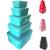 Jogo de Potes de Plástico Hermético com Tampa 5 Peças 500ml 1L 2L 3L 5L - Retangular Super Resistente Ideal para Freezer Microondas Verde