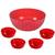Jogo de Sobremesa Tigela Bowl Acrilico Vasilha Sorvete Doces 5 Pçs Vermelho