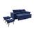 Jogo de sofá Compact 200 cm retrátil reclinável Molas Espirais + 2 Puffs-Sofá na Web Azul