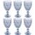 Jogo de Taças de Vidro para Água Suco Vinho Diamond Conjunto de Taça Mesa Posta 325ml 6 Unidades Azul Metalizado