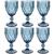 Jogo de Taças de Vidro para Água Suco Vinho Diamond Conjunto de Taça Mesa Posta 325ml 6 Unidades Azul