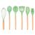 Jogo de Utensílios Cozinha Silicone Cabo Madeira Conjunto Kit 6 Peças Verde