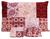 Jogo lençol cama grande king size tecido macio 200 fios patchwork rosa / vermelho
